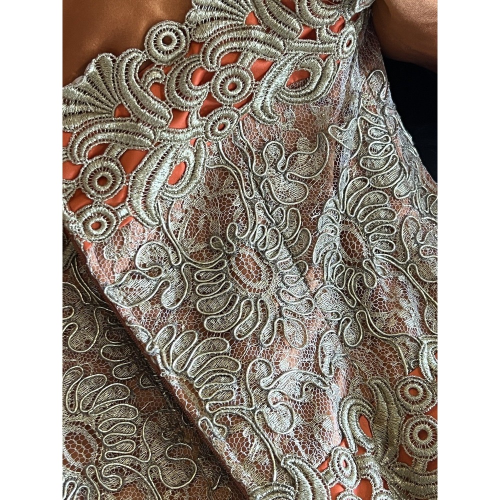 ESCADA COUTURE WOMEN'S SILK SATIN ORANGE EMBROIDERED VICTORIAN BALL GOWN 36 4/6 - Picture 13 of 15